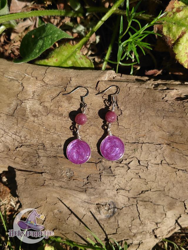 Cirkel oorbellen met edelsteen