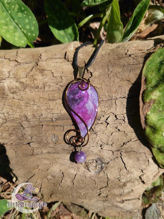 Elvenstijl ketting met lila jaspis